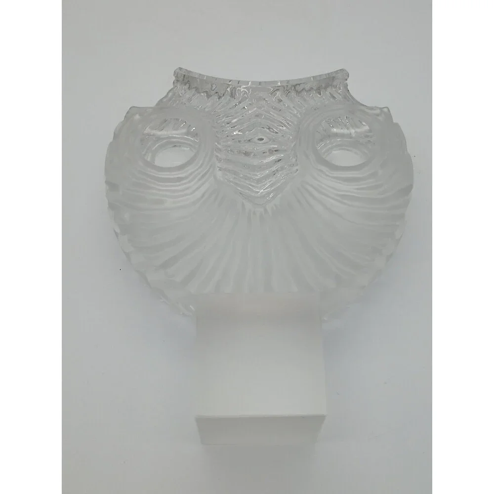 Vtg Xavier Melendez Signed Glass Owl Face Large Heavy Glass Art DAMAGED